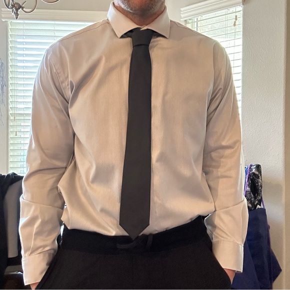 Men’s long sleeve button up Kenneth Cole Large/34/35 17 grey dress shirt - Picture 8 of 15